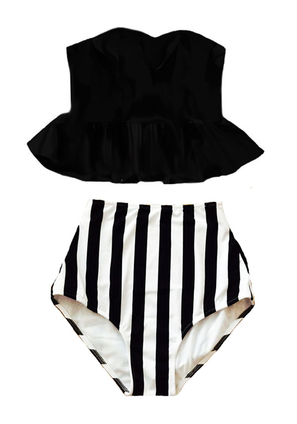 black peplum swim top